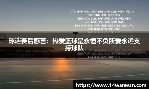 球迷赛后感言：热爱篮球是永恒不负所爱永远支持球队